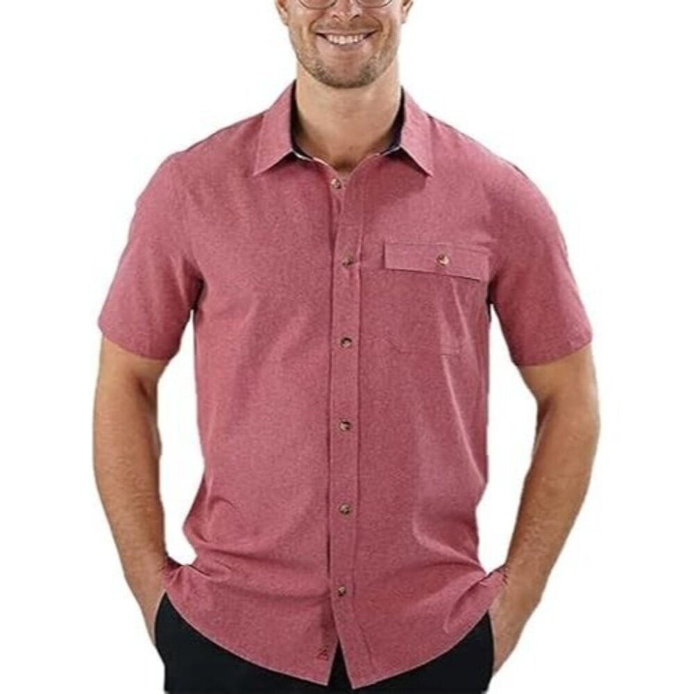 NWOT Avalanche Men's L Red Short Sleeve Button-Down Shirt Outdoor
